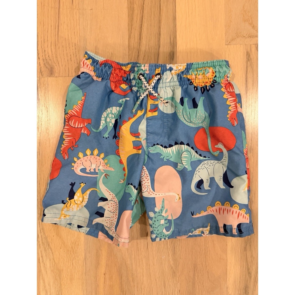 Cat & Jack Boys Swim Shorts Trunks Lined Dinosaur Print Blue Sz 5T